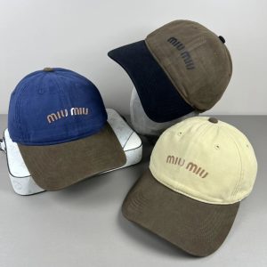 Miu Miu Two-Tone Embroidered Logo Baseball Cap
