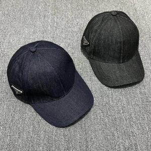 Prada Denim Triangle Logo Baseball Cap