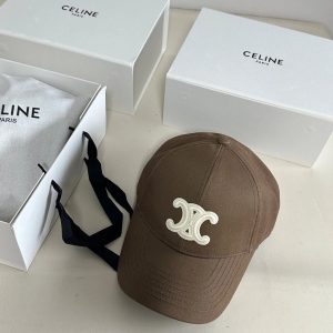Celine Brown Baseball Cap Embroidered Logo Adjustable Hat