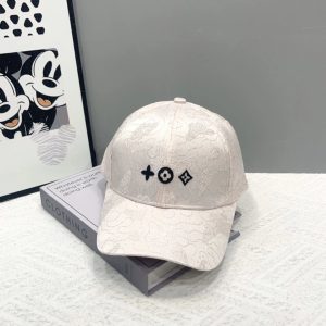 Louis Vuitton Monogram Embroidered Beige Baseball Cap