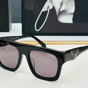 Prada Black Square Sunglasses Pink Lens Luxury Eyewear