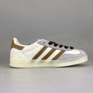 Adidas Retro White Gold Stripe Low Top Sneakers