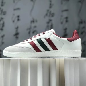 Adidas Gazelle White Red Green Low Top Shoes