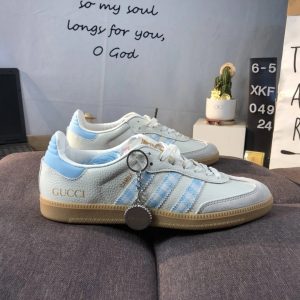 Adidas Gucci Samba White Blue Low Top Sneakers