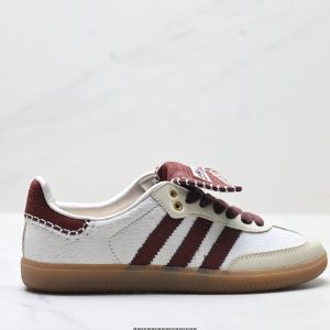 Adidas Samba White Burgundy Gum Sole Sneakers