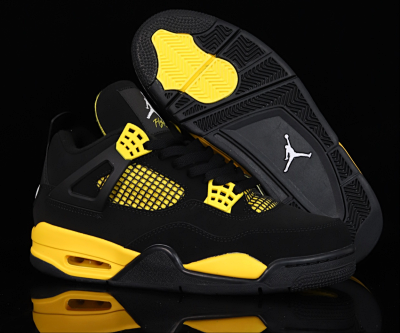 Nike Air Jordan 4 Thunder Black Yellow Basketball Shoes