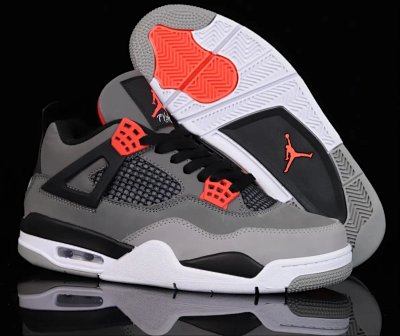 Nike Air Jordan 4 Retro Grey Red Basketball Shoes