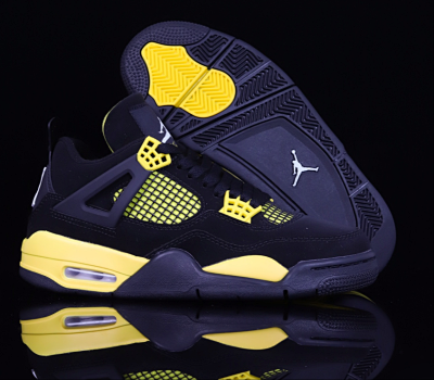 Nike Air Jordan 4 Retro Thunder Black Yellow Shoes