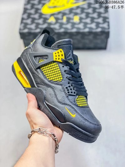 Nike Air Jordan 4 Retro Thunder Black Yellow Shoes