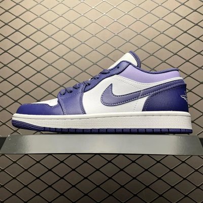 Nike Air Jordan 1 Low Purple White Leather Shoes