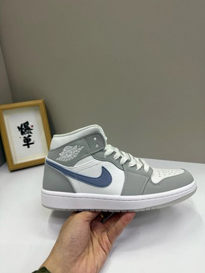 Nike Air Jordan 1 Mid Grey Blue Sneakers