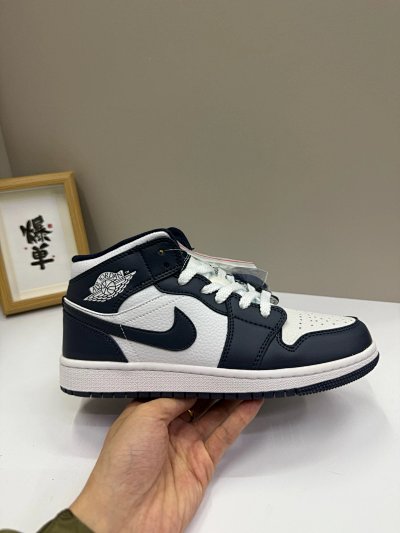 Nike Air Jordan 1 Mid Navy White Sneakers