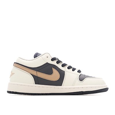 Nike Air Jordan 1 Low Cream Navy Gold Shoes