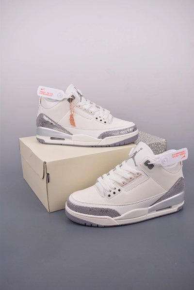 Nike Air Jordan 3 White Silver Basketball Shoes