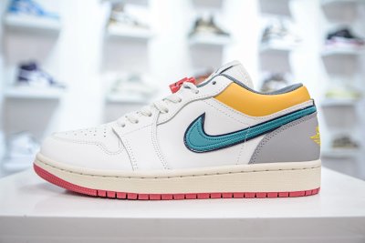 Nike Air Jordan 1 Low White Multicolor Sneakers