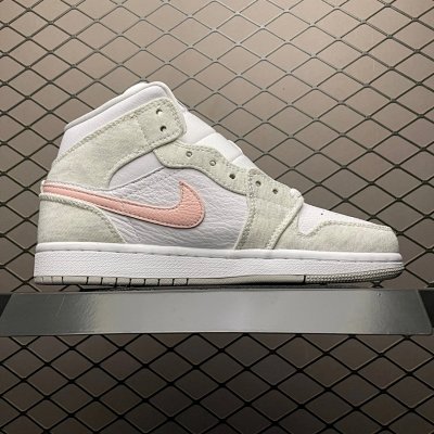 Nike Air Jordan 1 Mid Beige Pink High Top Shoes