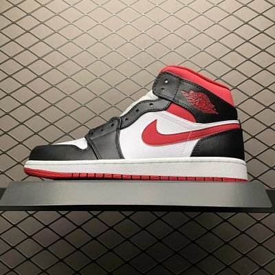 Nike Air Jordan 1 Mid Black White Red Sneakers