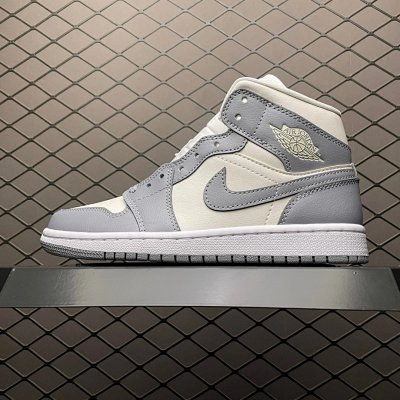 Nike Air Jordan 1 Mid Grey White Basketball Shoes