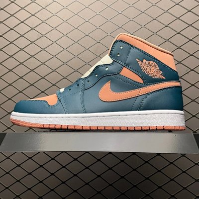 Nike Air Jordan 1 Mid Teal Peach Basketball Shoes