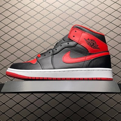 Nike Air Jordan 1 Mid Black Red Basketball Shoes