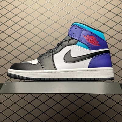 Nike Air Jordan 1 Mid Black Purple Blue Basketball Shoes