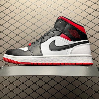 Nike Air Jordan 1 Mid Black White Red Sneakers