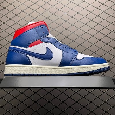 Nike Air Jordan 1 Mid Blue Red White Sneakers