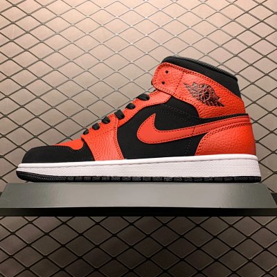 Nike Air Jordan 1 Mid Black Red Basketball Shoes