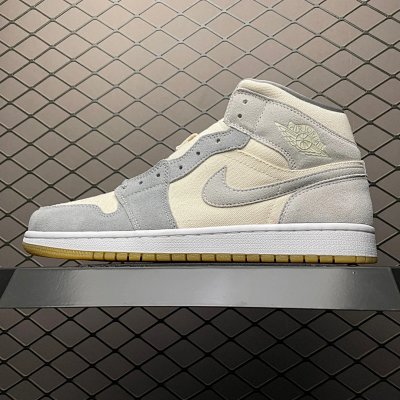 Nike Air Jordan 1 Mid Grey Cream Gum Shoes