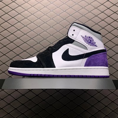 Nike Air Jordan 1 Mid Purple Black White Shoes