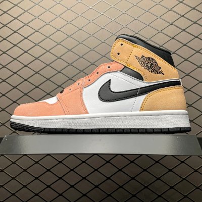 Nike Air Jordan 1 Mid Peach Black Basketball Shoes