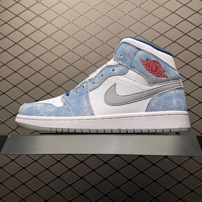 Nike Air Jordan 1 Mid Denim Blue White Sneakers