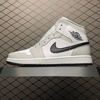 Nike Air Jordan 1 Mid Grey White Black Shoes