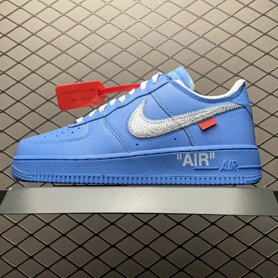 Nike Air Force 1 Low Blue Off White Swoosh Shoes