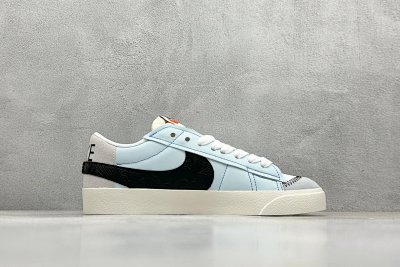 Nike Blazer Low Light Blue Black Swoosh Sneakers