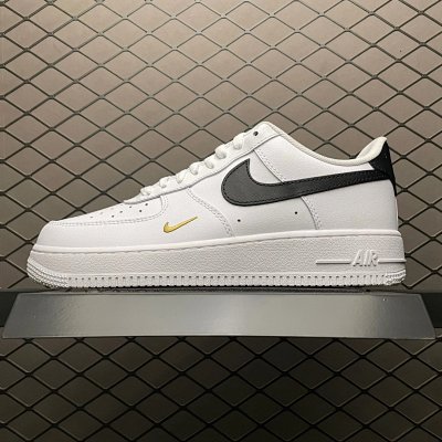 Nike Air Force 1 Low White Black Gold Swoosh Shoes