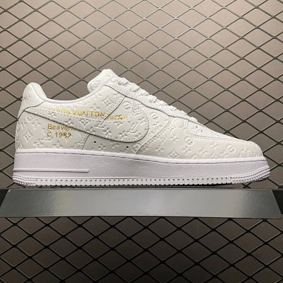 Nike Air Force 1 Low White Embossed Sneakers Shoes