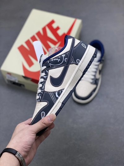 Nike Dunk Low Navy Paisley White Casual Shoes