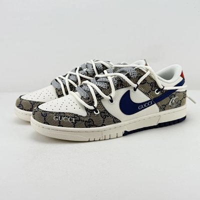 Nike Dunk Low Gucci Beige Navy Casual Sneakers