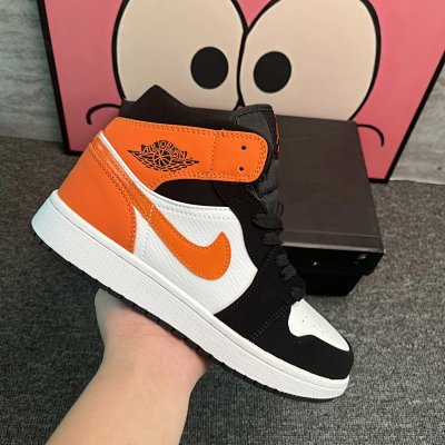 Nike Air Jordan 1 Mid Orange Black Shoes