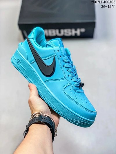 Nike Air Force 1 Low Turquoise Blue Black Swoosh Shoes