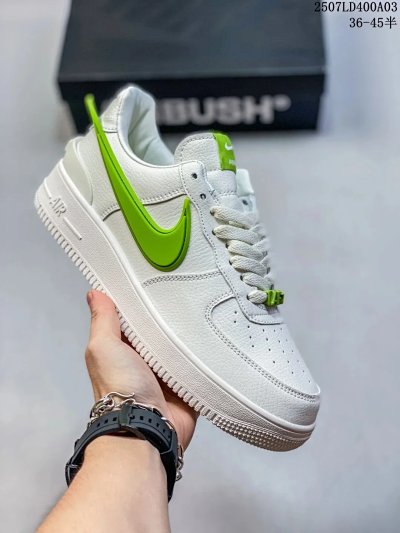 Nike Air Force 1 Low White Green Swoosh Sneakers