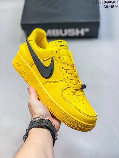Nike Air Force 1 Low Yellow Black Swoosh Sneakers