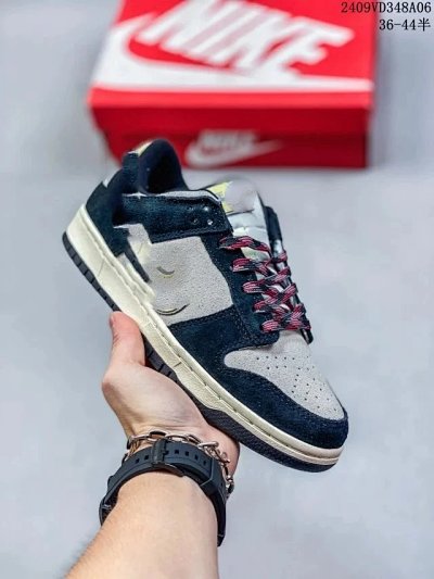 Nike Dunk Low Navy Grey Pink Lace Sneakers