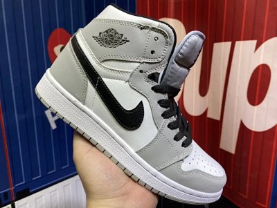 Nike Air Jordan 1 Mid Grey White Black Sneakers