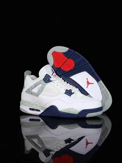 Nike Air Jordan 4 White Navy Basketball Shoes