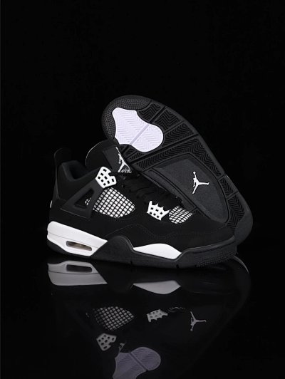 Nike Air Jordan 4 Retro Black White Basketball Shoes