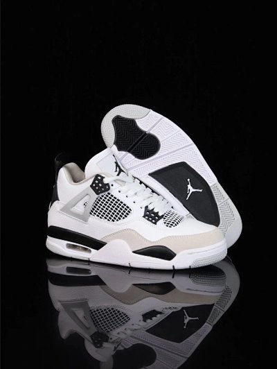 Nike Air Jordan 4 Retro Military Black White Shoes