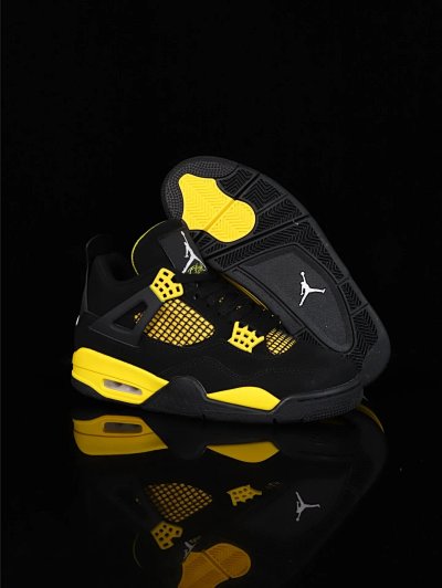 Nike Air Jordan 4 Thunder Black Yellow Basketball Shoes