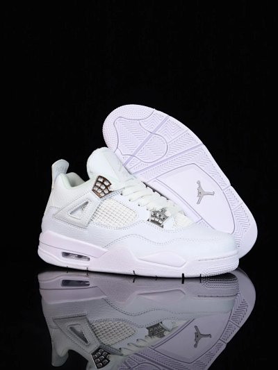 Nike Air Jordan 4 Retro White Metallic Silver Shoes